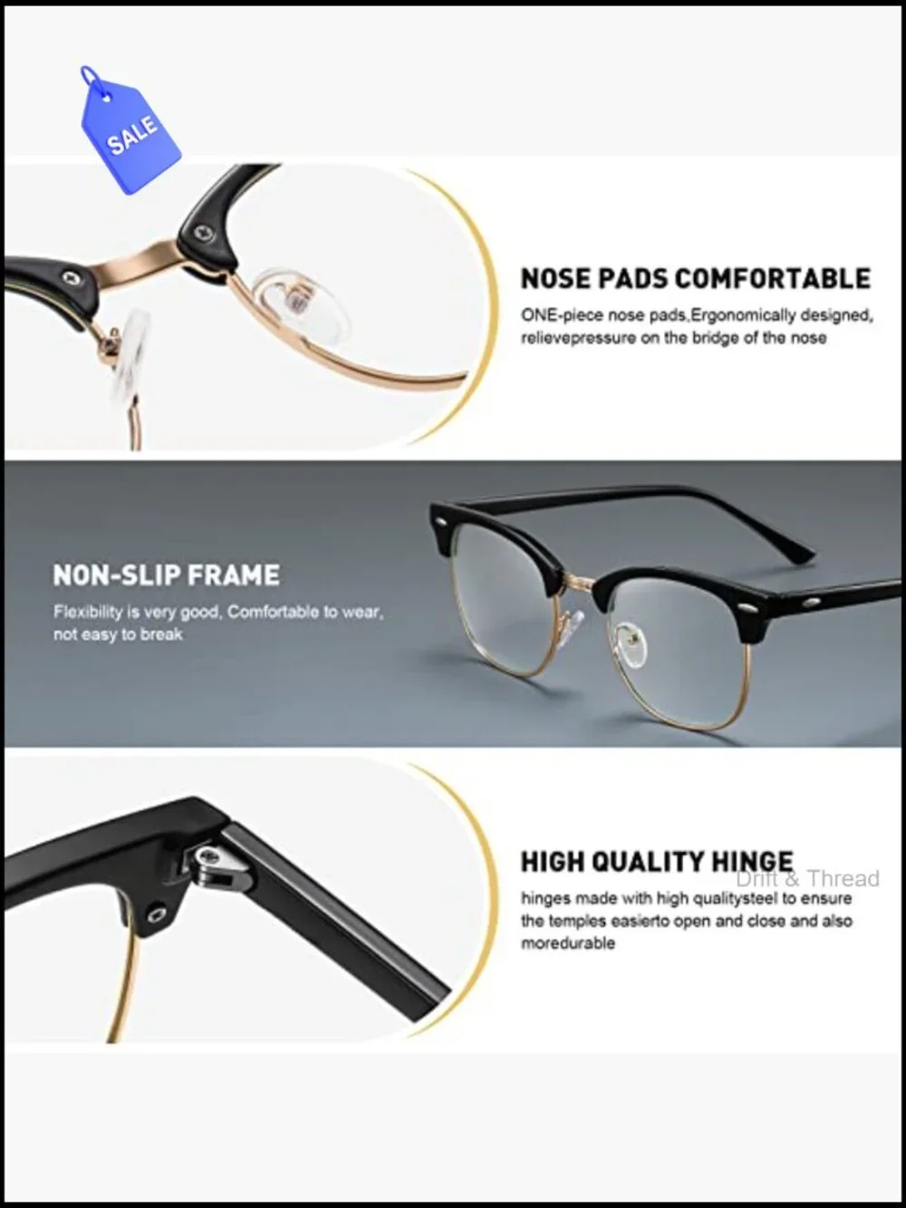 Blue Light Blocking Glasses Half Frame Anti Eyestrain Computer Gaming Glasses